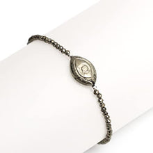 Load image into Gallery viewer, 925 Sterling Silver Natural Pyrite Evil Eye Beads Bracelet, Gift For Women, Silver Jewelry (Pyrite)