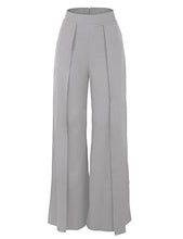 Load image into Gallery viewer, Lrady Womens Casual High Waist Wide Leg Long Palazzo Pants High Split Legs Loose Fit Elegant Elastic Waist Trousers, Grey, Medium