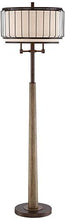 Load image into Gallery viewer, Terrence Rustic Farmhouse Floor Lamp Oil Rubbed Bronze Faux Wood Wire Cage Oatmeal Fabric Drum Double Shade for Living Room Reading Bedroom Office - Franklin Iron Works