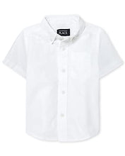 Load image into Gallery viewer, The Children's Place Baby Boys and Toddler Boys Short Sleeve Oxford Button Down Shirt, White, 12-18 MONTHS