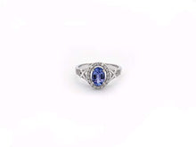 Load image into Gallery viewer, Dazzlingrock Collection 10K Oval Cut Tanzanite & Round Cut Diamond Bridal Halo Engagement Ring, White Gold, Size 8