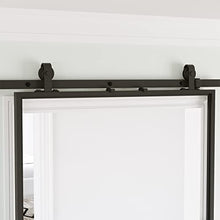 Load image into Gallery viewer, SMARTSTANDARD 42in x 84in Glass Sliding Barn Door with 7ft Top Mount Barn Door Hardware Kit & Soft Close Mechanism, Interior Clear Tempered Glass Carbon Steel Frame, Easy to Assemble