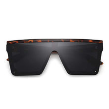 Load image into Gallery viewer, JIM HALO Flat Top Shield Sunglasses Square Mirror Rimless Glasses for Women Men (Tortoise Frame/Grey Lens)