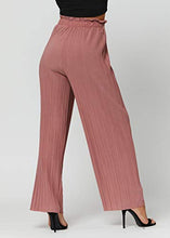 Load image into Gallery viewer, Women's Palazzo Pants with Paper Bag Waist Tie Waist and Micro Pleated Detail in Regular and Plus Sizes - Paper Bag Solid Dusty Mauve - Small - Medium - PB902-Mauve