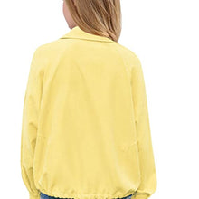 Load image into Gallery viewer, Girls Lightweight Button Down Tops with Pocket Solid Long Sleeve Fall Jackets Drawstring Lapel Casual Coats 5-14 Year