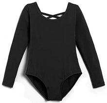 Load image into Gallery viewer, MOLLDAN Girls Long Sleeve Ballet Leotards Crisscross Straps Back Dance Tops(2QT5028-06-L)