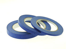 Load image into Gallery viewer, 3pk 1/4 1/2 3/4" in x 60 yd Blue Painters Tape Medium High Tack Sticky Paper Masking Tape Edging Small Projects Fine Trim Detailing Multi Surface Clean Release 21 Day Easy Removal No Residue 6MM-18MM