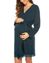 Load image into Gallery viewer, Ekouaer Womens Nuring Robe Soft Kimono Bathrobe Long Sleeve Delivery Sleepwear Robes Maternity Sleepwear with Pockets