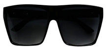 Load image into Gallery viewer, Basik Eyewear ShadyVEU Big Oversize Square Sunglasses UV Protection Trapezoid Flat Top Frame Kim K Style Aviator Shades (Glossy Black)