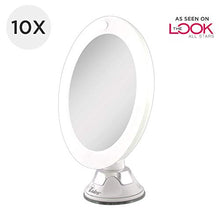 Load image into Gallery viewer, Zadro LED Lighted 10X Magnification Z'Swivel Power Suction Cup Vanity Wall Mount Beauty Makeup Mirror, White