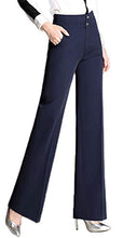 Load image into Gallery viewer, CHARTOU Women's High Waist Double-Button Closure Boot-Cut Dress Pants (Medium, Blue)