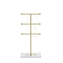 Load image into Gallery viewer, Umbra Trigem Hanging Organizer – 3 Tier Table Top Necklace Holder, Box Display with Jewelry Tray Base, Brass