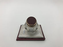 Load image into Gallery viewer, KAR 925K Stamped Sterling Silver Agate (Aqeeq) Ottoman Men's Ring K51C (8)