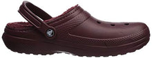 Load image into Gallery viewer, Crocs Men's and Women's Classic Lined Clog | Warm and Fuzzy Slippers, Burgundy/Burgundy, 15 Women 13 Men US