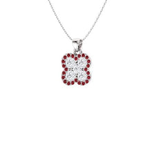 Load image into Gallery viewer, Diamondere Natural and Certified Ruby Halo Necklace in 14k White Gold | 0.46 Carat Pendant with Chain