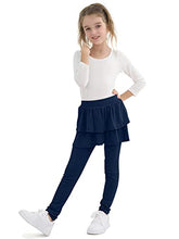 Load image into Gallery viewer, Cooraby 2 Pack Girls Footless Leggings with Ruffle Tutu Skirt Pants Stretchy Ruffle Skirt Leggings Pants for Kids Navy, Burgundy