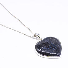 Load image into Gallery viewer, Blue Flash Nuummite Gemstone Pendant, 925 Sterling Silver Pendant, Nuummite Cabochon Pendant, Bridal Necklace Jewelry, Wedding Gift, Sale