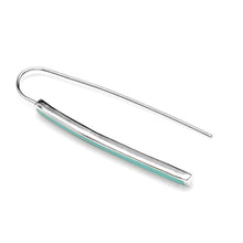 Load image into Gallery viewer, Silvershake Long Created Green Turquoise Inlay White Gold Plated 925 Sterling Silver Threader Earrings