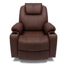 Load image into Gallery viewer, Furgle Power Lift Recliner Chair Faux Leather Electric with Massage Heat and Vibration for Elderly Living Room Lounge Massage Sofa with 2 Remotes Side Pockets and Cup Holders TUV Certified - Brown