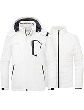 Load image into Gallery viewer, Wantdo Men's Waterproof 3-in-1 Ski Jacket Warm Winter Coats Hooded Snow Coat White 2XL
