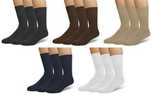 Load image into Gallery viewer, EMEM Apparel Men's Diabetic Circulatory Non-Binding Top Loose Top Casual Dress Crew Mid Calf Cotton Seamless Toe Hosiery Socks 3-Pack Black 10-13