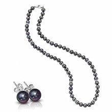 Load image into Gallery viewer, Midnight Spell Black Pearl Necklace with FREE Earrings - Pearl Jewelry Set - Black Pearls - FREE Earrings #1333-025