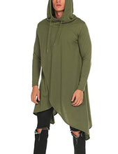 Load image into Gallery viewer, COOFANDY Mens Casual Hooded Poncho Cape Cloak Irregular Hem Hoodie Pullover Army Green Small