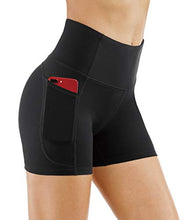 Load image into Gallery viewer, THE GYM PEOPLE High Waist Yoga Shorts for Women Tummy Control Fitness Athletic Workout Running Shorts with Deep Pockets (Medium, Light Green)
