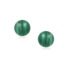 Load image into Gallery viewer, Simple Gemstone Green Malachite Round Ball Stud Earrings For Women 925 Sterling Silver 8MM