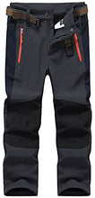 Load image into Gallery viewer, DAFENGEA Kids Snow Ski Pants Hiking Boys Girls Outdoor Waterproof Windproof Fleece Warm Snowboard Pants,KZ2068-DarkGrey-16Y