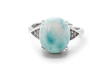 Load image into Gallery viewer, Natural Larimar 925 Sterling Silver Oval Larimar Gemstone Size Adj