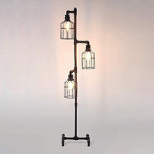 Load image into Gallery viewer, NIUYAO Industrial Style 60'' High Track Tree Floor Lamp Iron Cage 3 Lights Pipe LED Floor Light Fixture Black 409434
