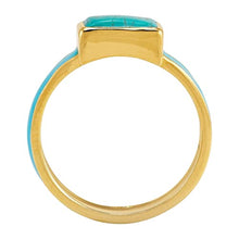 Load image into Gallery viewer, Silpada 'Building Blocks' Turquoise Ring in 18K Yellow Gold-Plated Sterling Silver, Size 7, Size 7