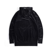 Load image into Gallery viewer, HANGJIA Men's Hoodies Hip Hop Swag Velvet Velour Long Sleeve Hooded Sweatshirt Black XL