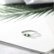 Load image into Gallery viewer, Gem Stone King 18K White Gold Ring 0.27 Ct White Created Sapphire Green Simulated Tsavorite (Size 7)