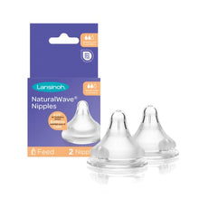 Load image into Gallery viewer, Lansinoh NaturalWave Baby Bottle Nipples, Medium Flow, Size 3M, Anti-Colic, 2 Count