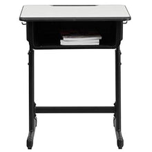 Load image into Gallery viewer, Flash Furniture Student Desk with Grey Top and Adjustable Height Black Pedestal Frame