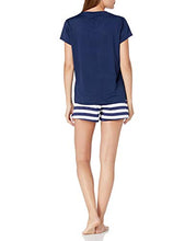 Load image into Gallery viewer, DIDK Women's Anchor Print Tee and Striped Shorts Pajama Set Navy L