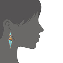 Load image into Gallery viewer, Bohemian Wood And Marble Effect Pentagon Shaped Drop Statement Earrings