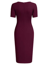 Load image into Gallery viewer, AISIZE Women 50s Vintage Ruffle Peplum Cocktail Pencil Knee Dress Large Burgundy