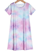 Load image into Gallery viewer, Boyoo Baby Toddler Girls Cotton Dress Tie Dye Short Sleeve Crew Neck A Line Pure Color Casual T Shirt Dress