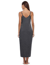 Load image into Gallery viewer, Aibrou Women's Cotton V Neck Long Nightgown Sleeveless Full Slip Night Dress Dark Gray