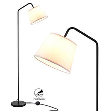 Load image into Gallery viewer, Arc Floor Lamp, LED Floor Lamp with Hanging White Lamp Shade, Modern Standing Lamp with Foot Switch, E26 Lamp Base, Corner Lamps Tall Pole Light for Office Bedroom Living Room Reading