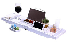 Load image into Gallery viewer, Cabot & Carlyle Luxury Bath Caddy Tray for Tub | Bath Table | Premium Bamboo Bathtub Tray for Tub | Fits All Bath Accessories Wine Glass, Books, Tablets, Cellphones, Shampoo | Bath Shelf Foldable