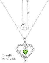 Load image into Gallery viewer, Necklace Birthday Gifts for Wife Mom Peridot Jewelry Women Teen Girls Sterling Silver Love Heart Necklace Anniversary Gifts