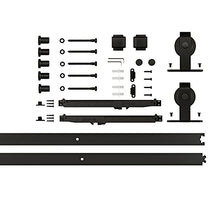 Load image into Gallery viewer, 36"x 84"Metal Glass Sliding Barn Door Panel Heavy Duty Black Carbon Steel Clear Tempered Glass Door Slab with Top Mount Barn Door Hardware Kit Assemble Required(Soft Close Included )