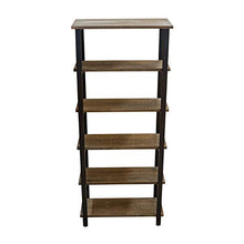 Load image into Gallery viewer, Alaterre Furniture Sonoma 70" Tall 5-Shelf Metal and Solid Wood Bookcase, Brown