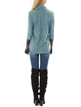 Load image into Gallery viewer, Minclouse Women's Cowl Neck Long Sleeves Tunic Tops Aztec Printed Casual Sweatshirts Cute Patchwork Blouse Pullover