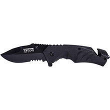 Load image into Gallery viewer, Humvee HMV-KTR-15 Recon 15 Folding Knife with Partially Serrated Stainless Steel Blade and Metal Pocket Clip, Black