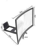 Load image into Gallery viewer, Emoly 12'' 3D Curve Screen Magnifier for Cell Phone, HD Amplifier Projector for Movies, Videos, and Gaming Foldable Phone Stand with Screen Amplifier for iPhone,All Smartphones (Black, 12 inch)